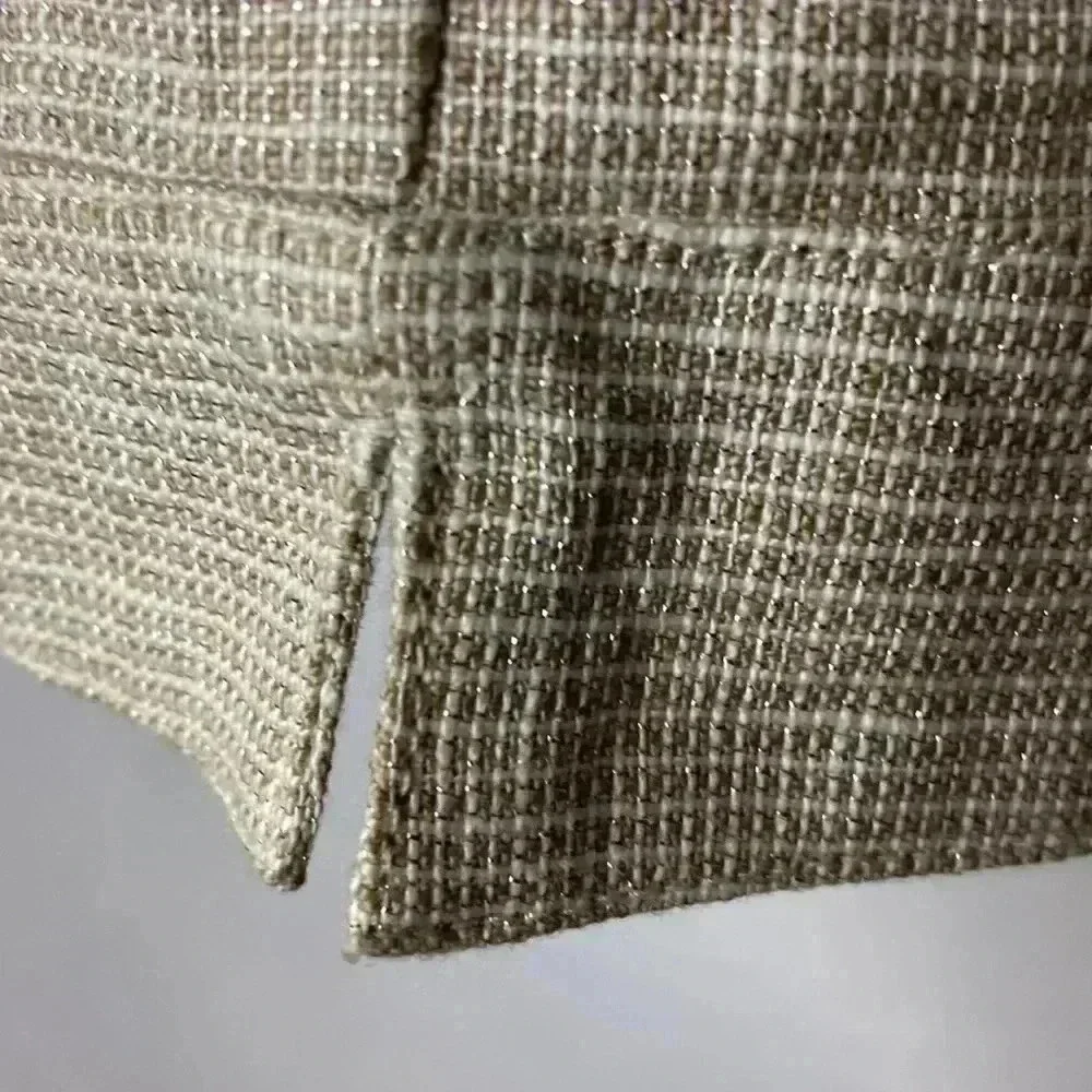 J. JILL WO SIZE‎ LARGE  LINEN LIGHTWEIGHT OATMEAL COLOR SILVER METALLIC THREAD